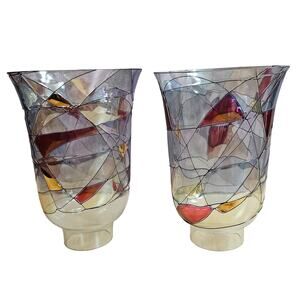 RARE VTG Partylite Calypso Mosaic Glass Hurricane Wall Sconce ReplacementRETIRED